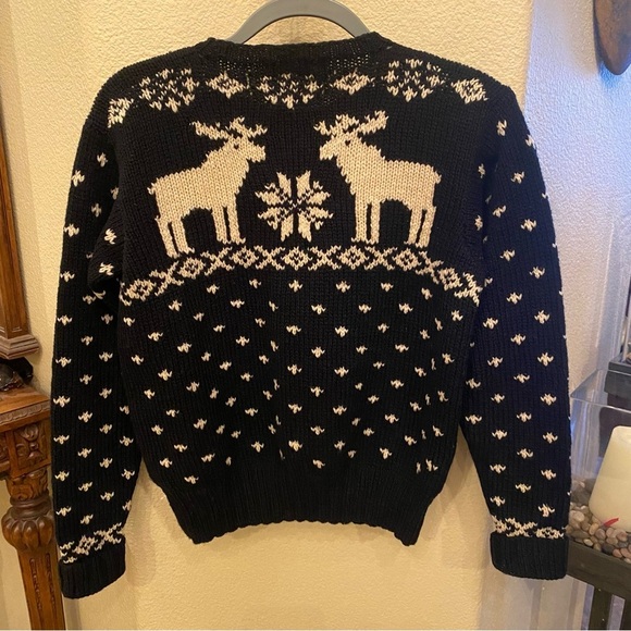 Vintage Polo by Ralph Lauren Women Nordic Reindeer 100% Wool Hand Knit Sweater-M - Picture 4 of 6